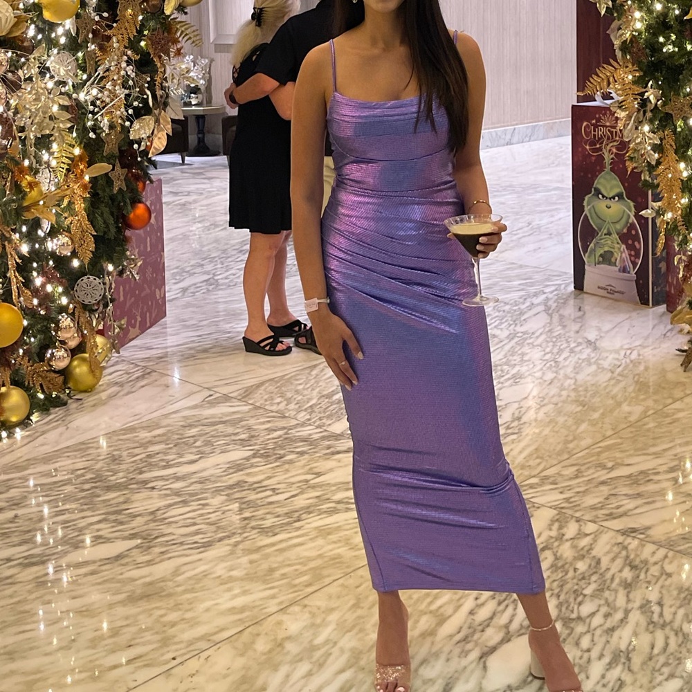 Purple Rubi Cowl Neck Cocktail Dress - S from J Lux label
